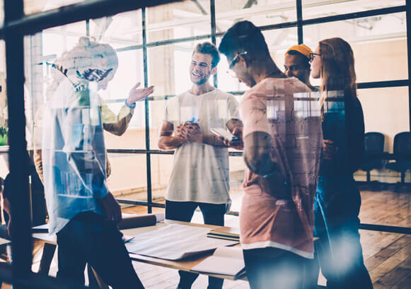 People collaborating in a meeting room
