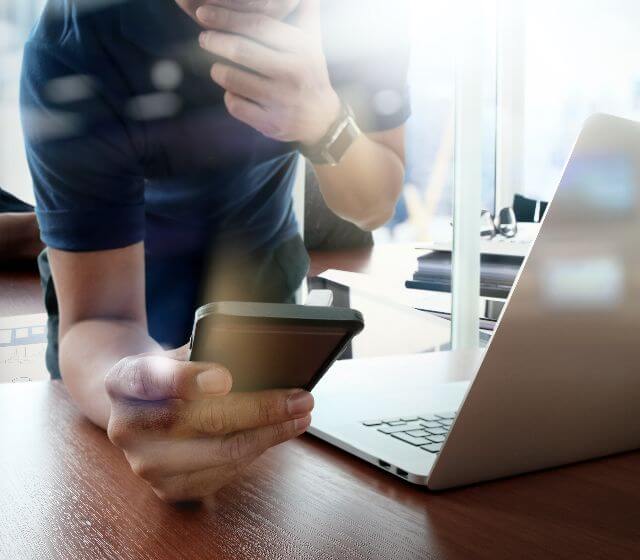 Someone looking at his phone