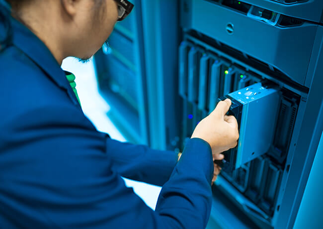 Person in a server room