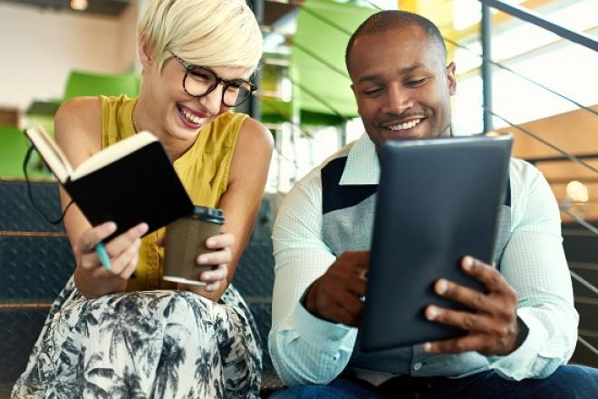 woman and man meeting planning review shutterstock_473230873