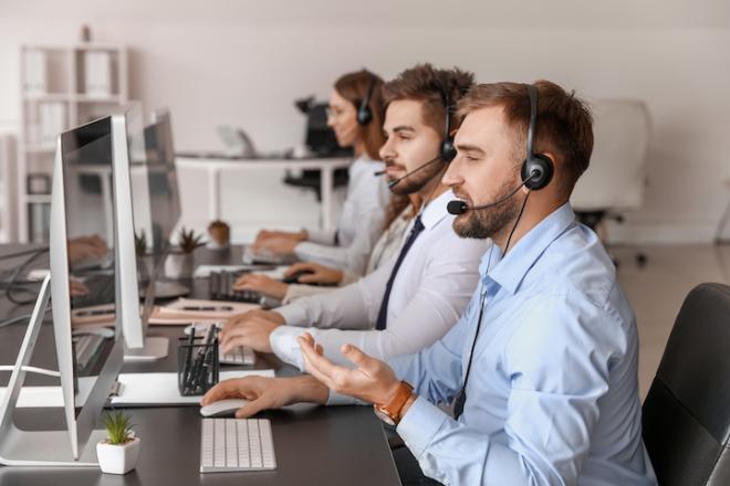 People working in a contact center