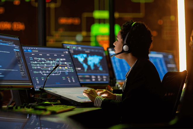Someone working in a control center room