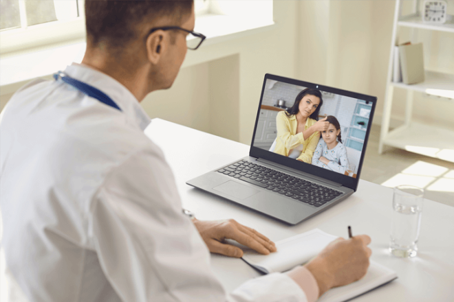 A guy who's on video call with probably his family