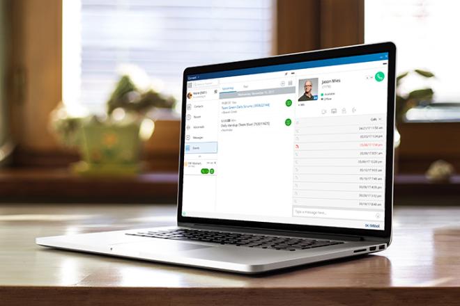 Mitel UI inside a laptop