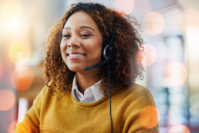 Contact Center Agent smiling