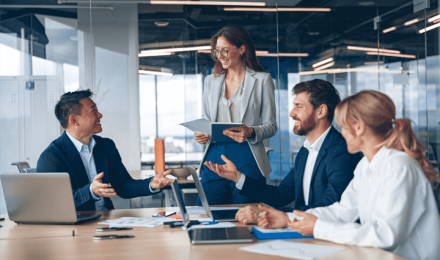 People working in a conference room