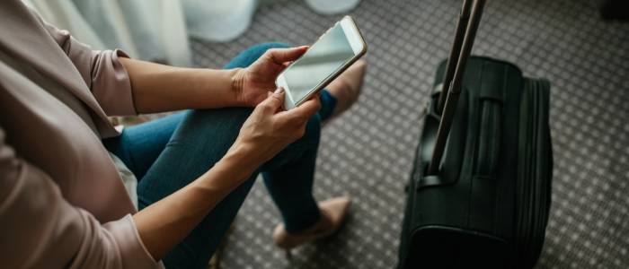 Someone looking at her phone