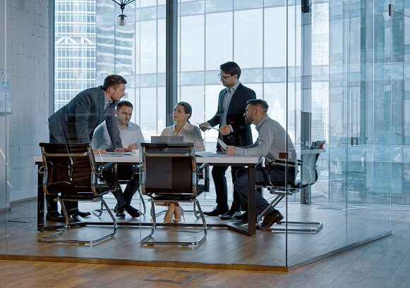 People collaborating in a meeting room