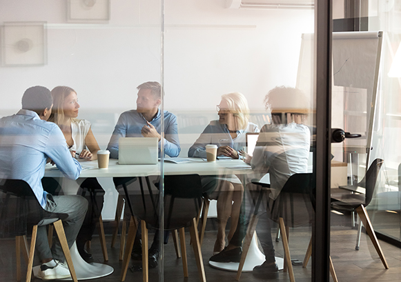 People collaborating in a meeting room