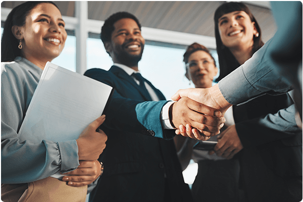 People handshaking at work