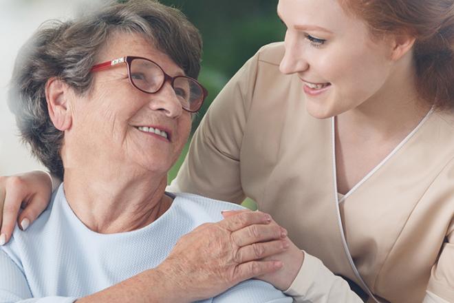 Someone looking at an elderly person