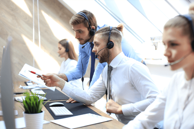 People working in a contact center