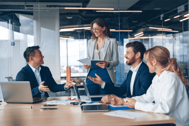 People working in a conference room