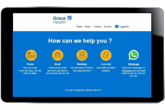 Grace Health App on a tablet