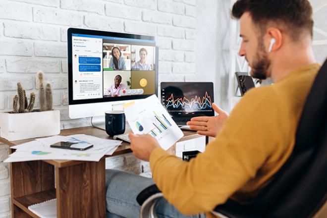 Man at his desktop working