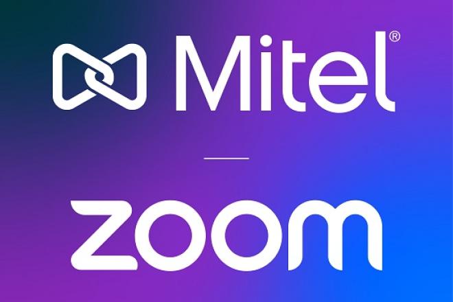 Image with Mitel and Zoom logos