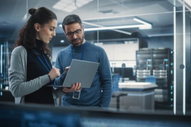 Man and a woman talking