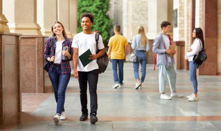 Two students walking