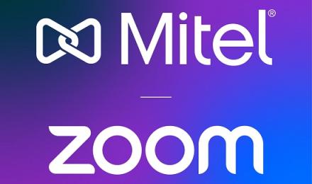 Image with Mitel and Zoom logos