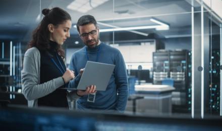 Man and a woman talking
