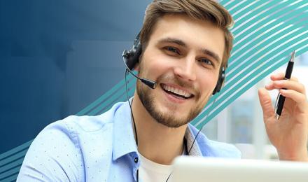 Man looking at us and smiling