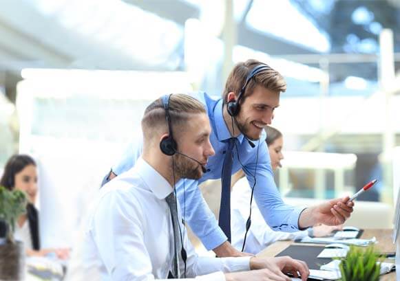 People working in a contact center