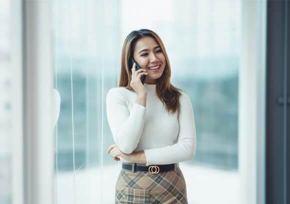 A woman on the phone