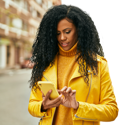 A woman looking at her phone