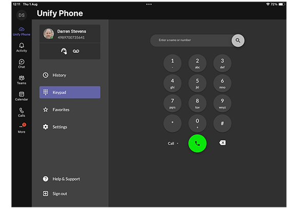 UP Dark iPad Teams PlugIn