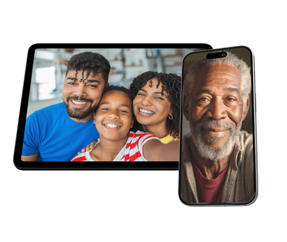 Family doing a video call