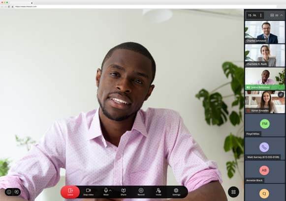 Someone on a video meeting