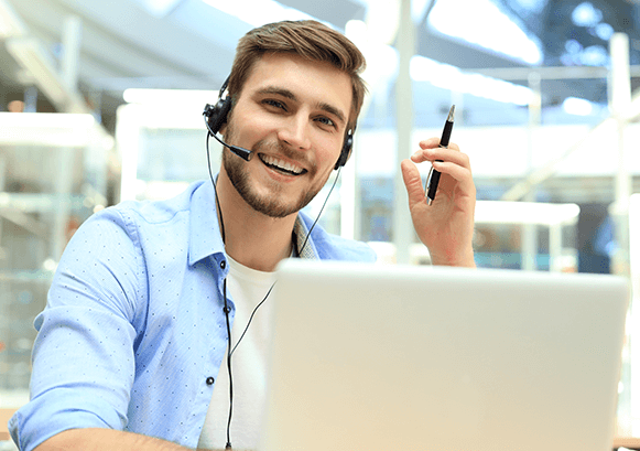 A guy working in a call center