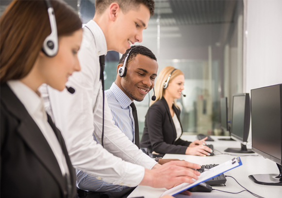 People working in a contact center
