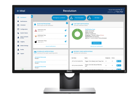 Mitel UI in a monitor
