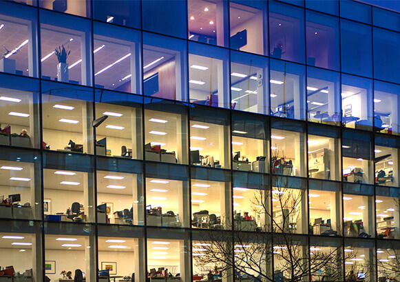 View of an office building during the night