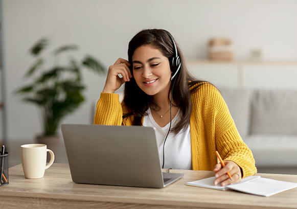 A Woman in a video meeting