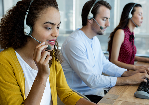 People working in a contact center
