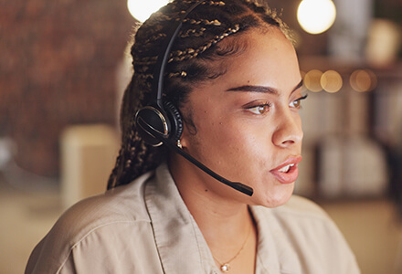Contact Center agent talking on headset