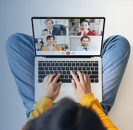Top Down view of person on laptop