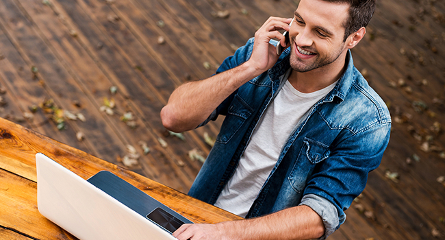 Man on his mobile phone