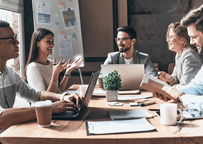 People collaborating around a table