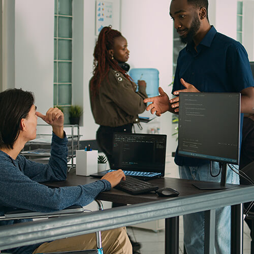 People talking in office environment
