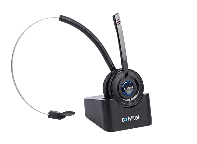 H60 DECT headset left view with charger