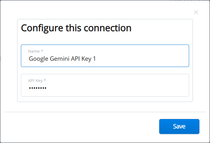 Google Gemini - Configure this connection