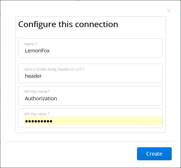LemonFox AI - Configure this connection