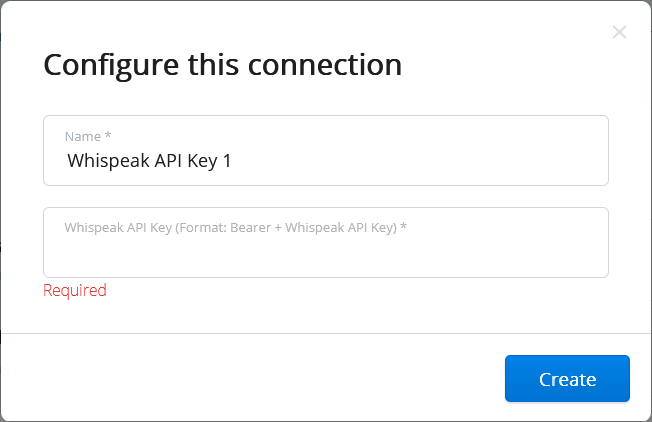 Whispeak Integration - Configure this connection
