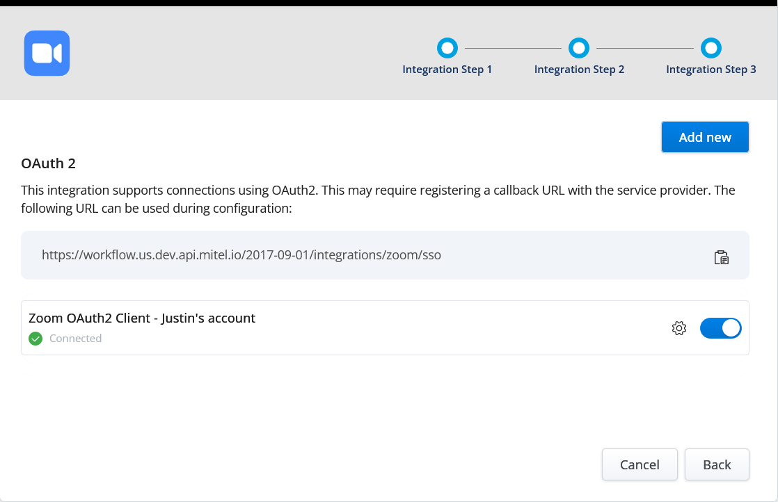 Zoom Integration - Add new