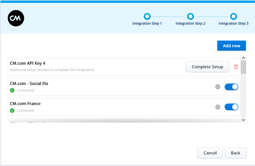 CM.com Integration - Add new