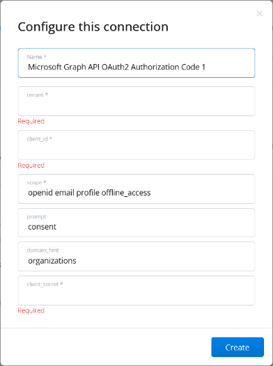 Graph Integration - Configure this connection
