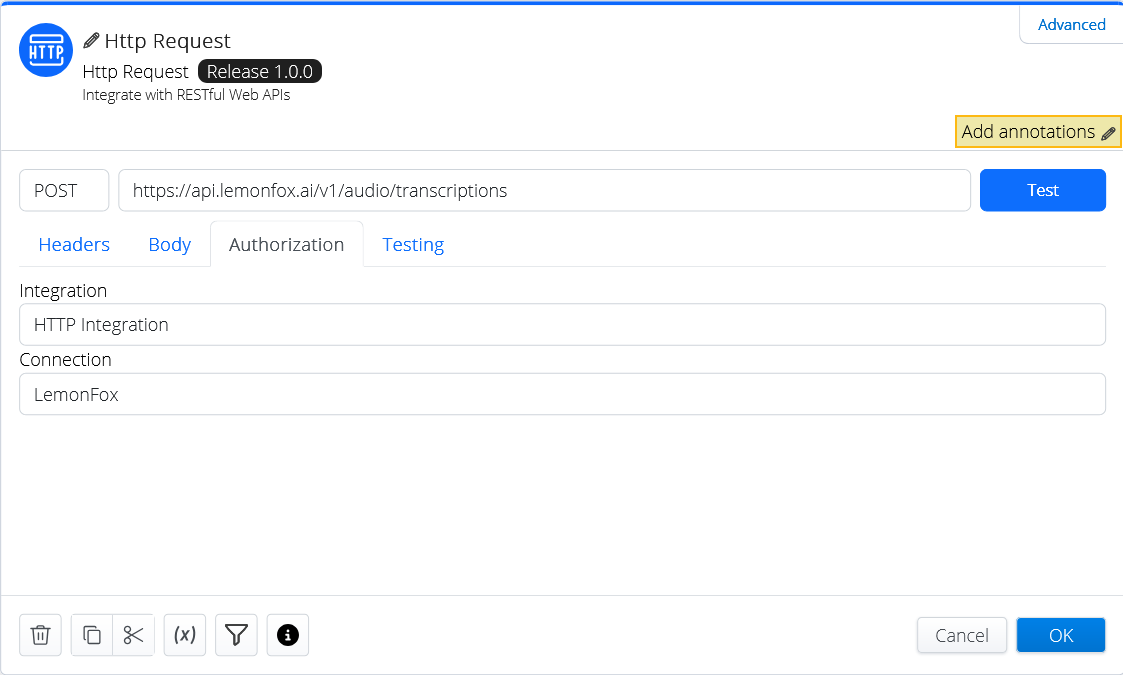 Lemon Fox - HTTP Request Authorization